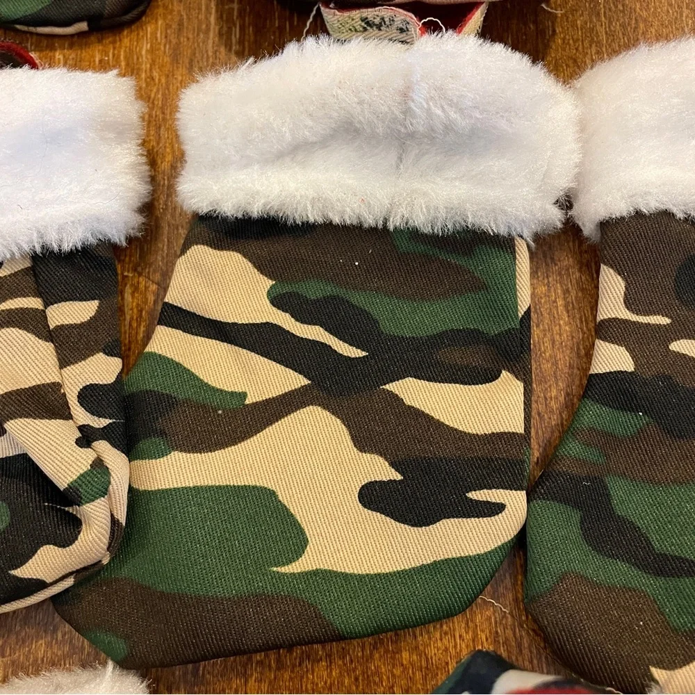 Lot of 16 Mini Christmas STOCKINGS Hunting Military Green Camo Camouflage 5